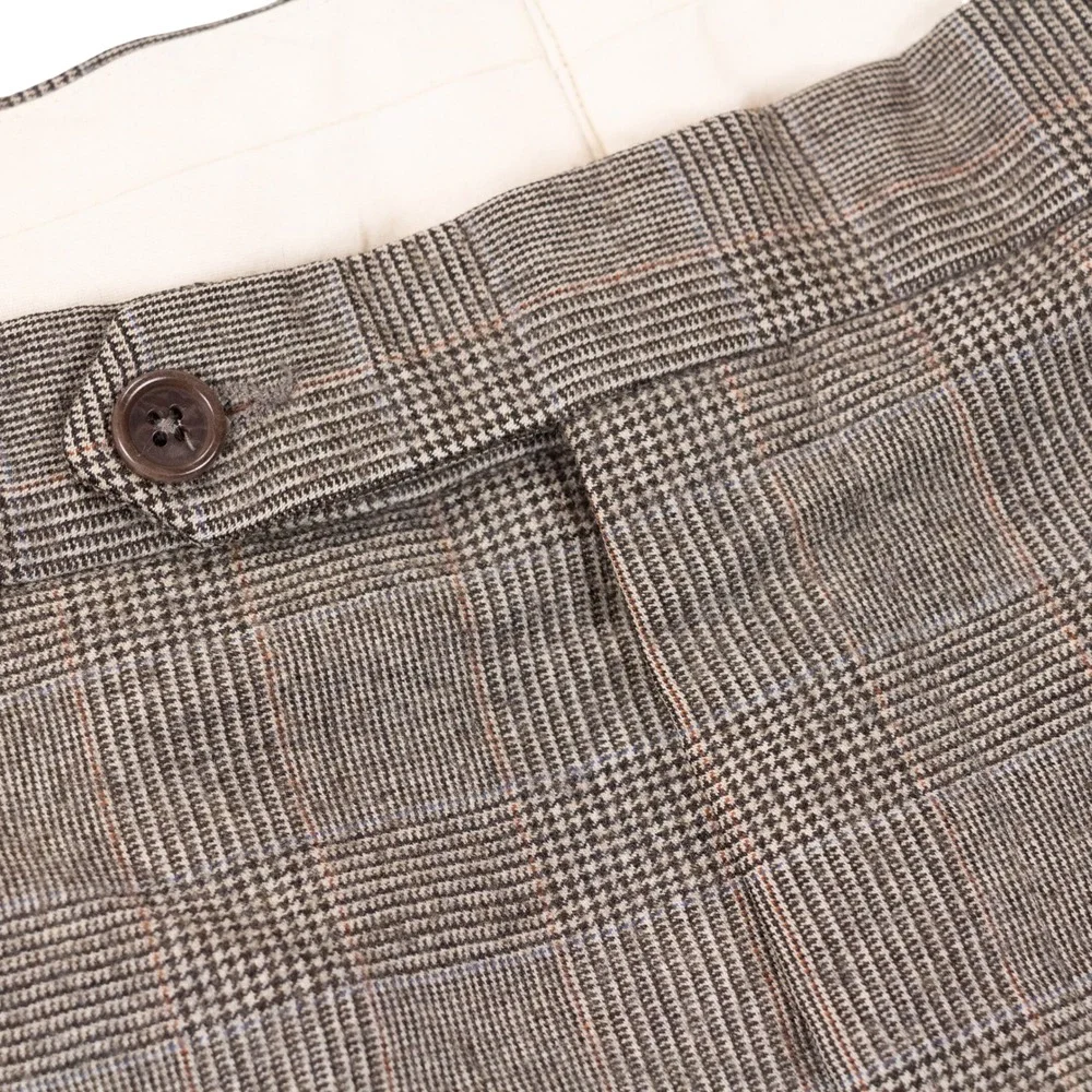 Brooks Brothers Mens 44x31 Wool Cashmere Glen Plaid Dress Pants Brown